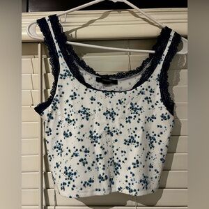 Forever 21 Navy Floral Lace Tank Top